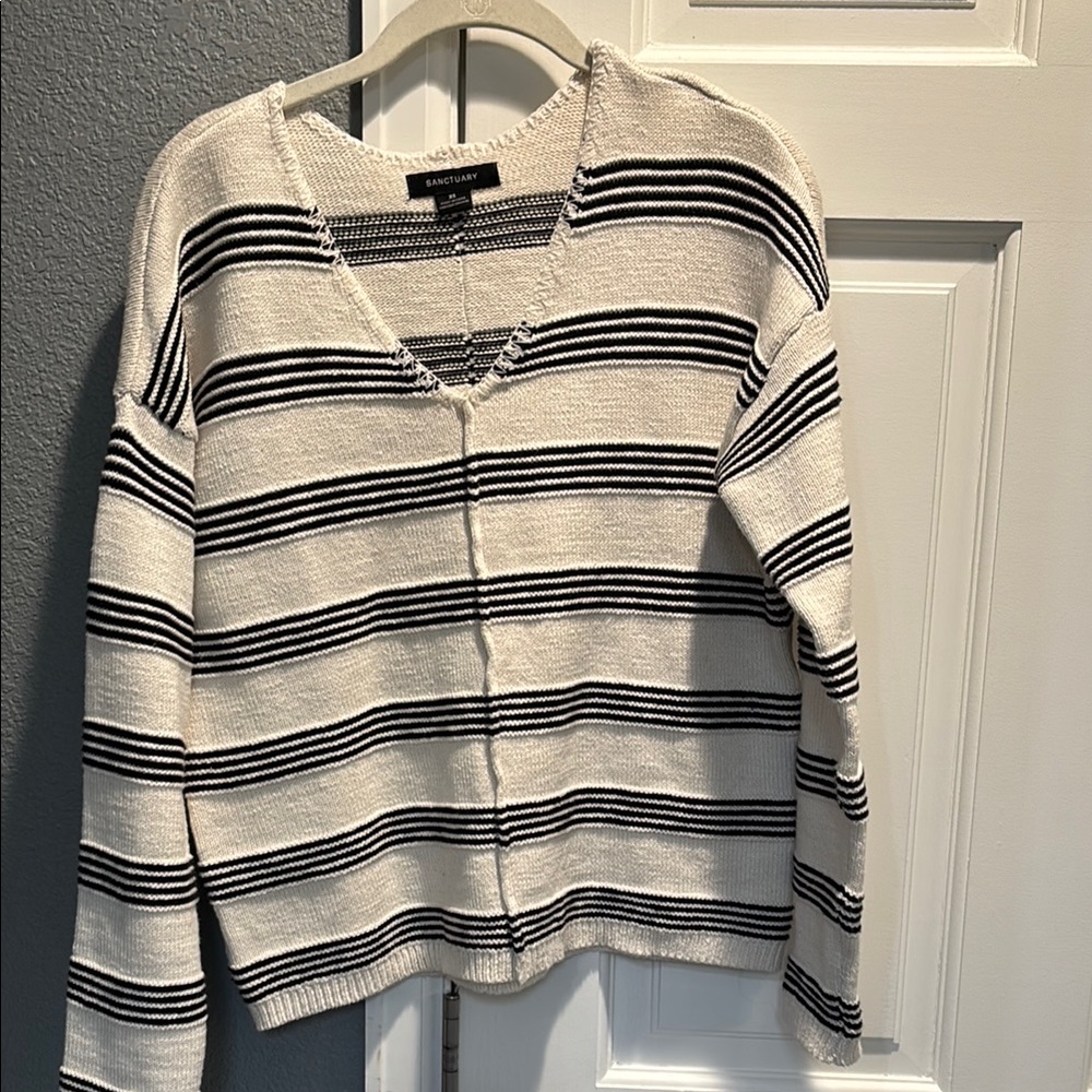 Sanctuary 100% cotton Women's Striped Sweater - Black and White